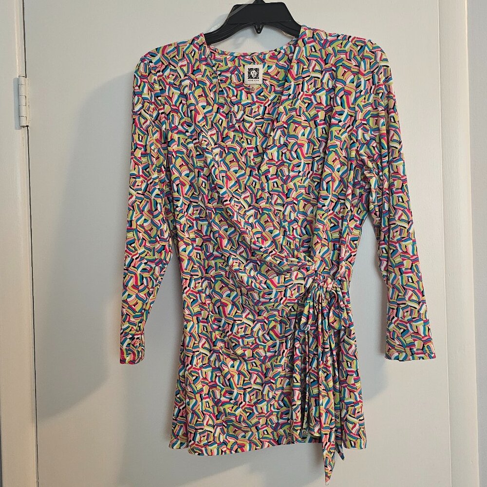 Anne Klein women’s confetti faux wrap top, sz M